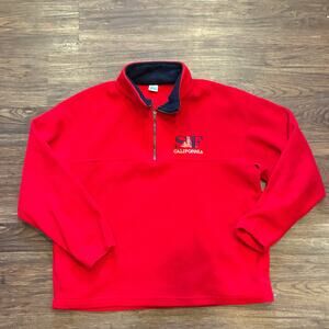 Vintage SF California Fleece Pullover Red Quarter Zip‎ USA Made Size L